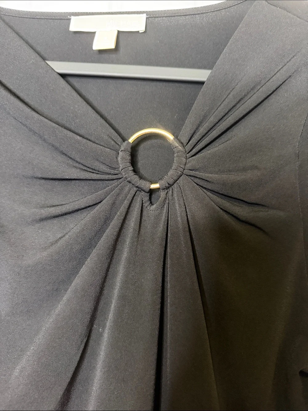 Michael Kors Black Gold Ring Accent Long Sleeve Blouse Women’s 1X